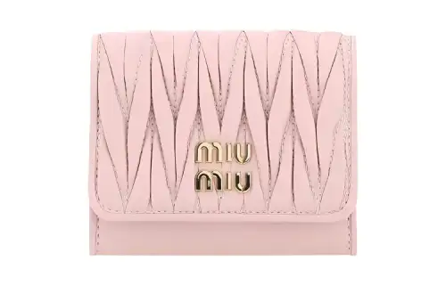 MIU MIU Matelassé Sheepskin Wallet Women's Pink