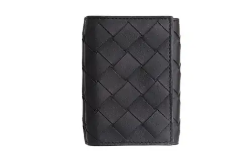 Bottega Veneta Cow Leather Wallet Men's Black/Blue