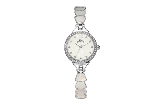 Disney Quartz Movement Steel Strap Watch Women's Watch White Dial Gift Box Set