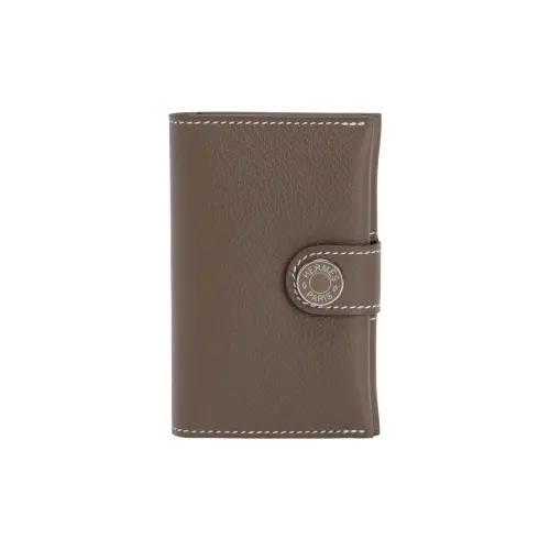 HERMES R.M.S Evercolor Calfskin Card Holder Women's Elephant Gray