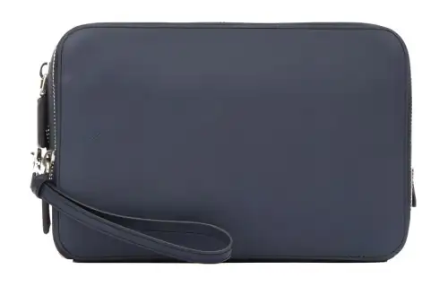 PRADA Leather Clutch Men's Dark Blue
