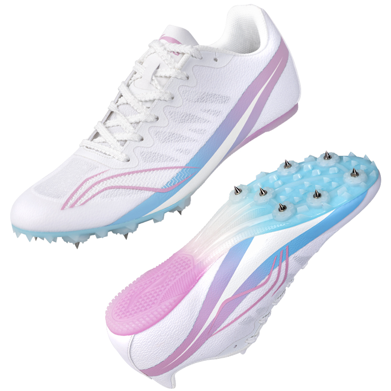 Li Ning Cushioning Slip Resistant Breathable Low top Pebax Outsole Training Running Shoes Unisex White Pink Blue