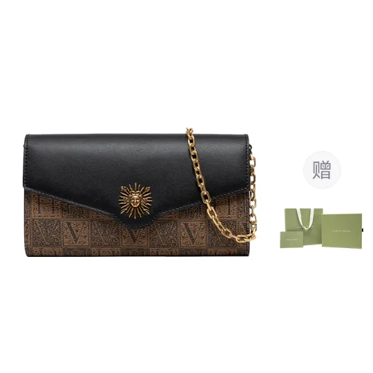 VANESSA HOGAN Cow Leather Cell Phone Pouch, Chain Bag, Envelope Bag, Shoulder Bag Women's Black