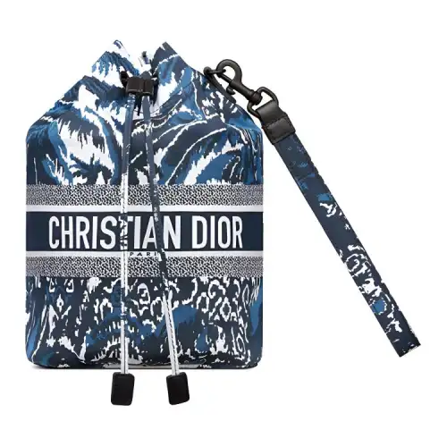 DIOR Travel Technical Fabric Clutch Women's White Blue