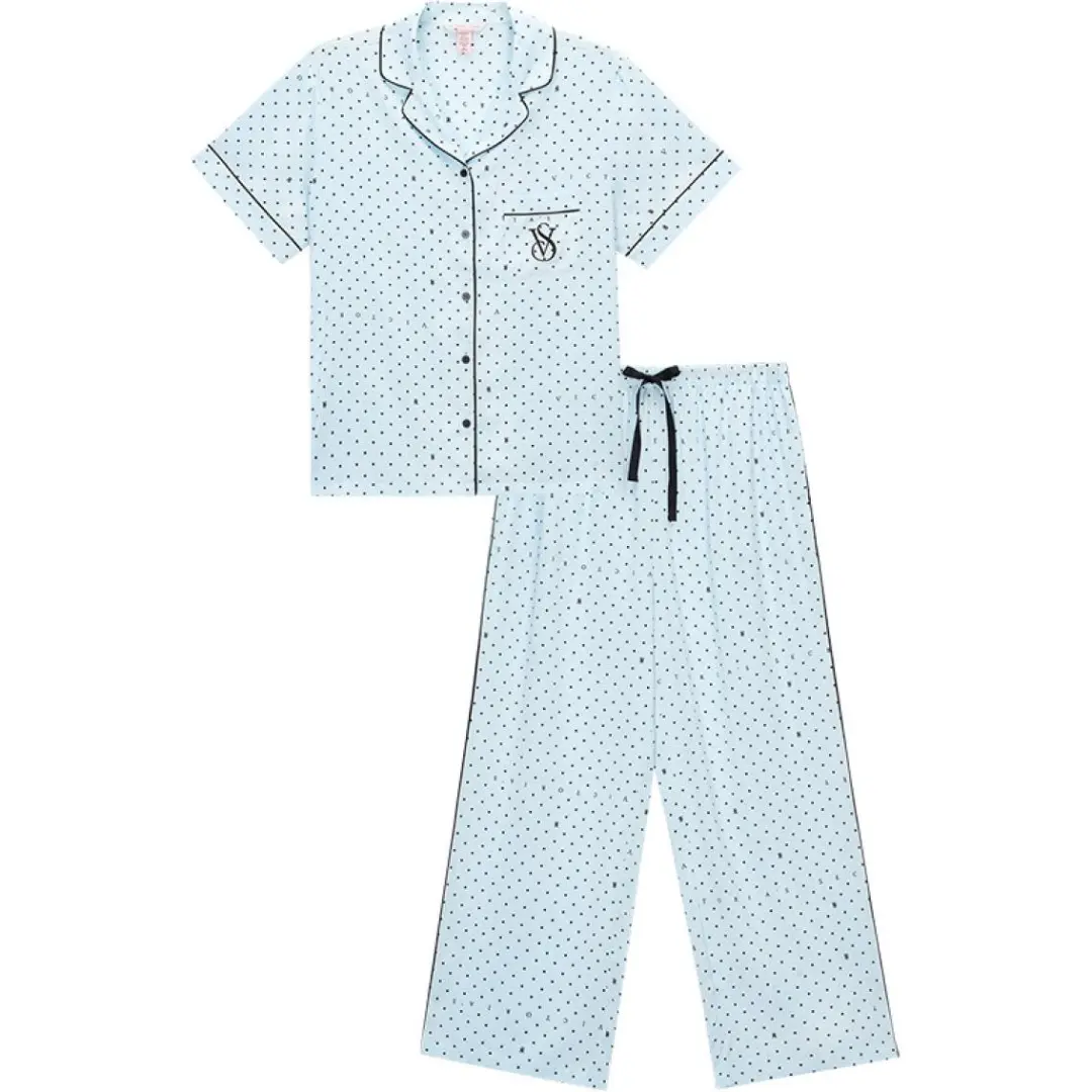 Victoria's Secret Pajama Set Women's Sky Blue Polka Dot