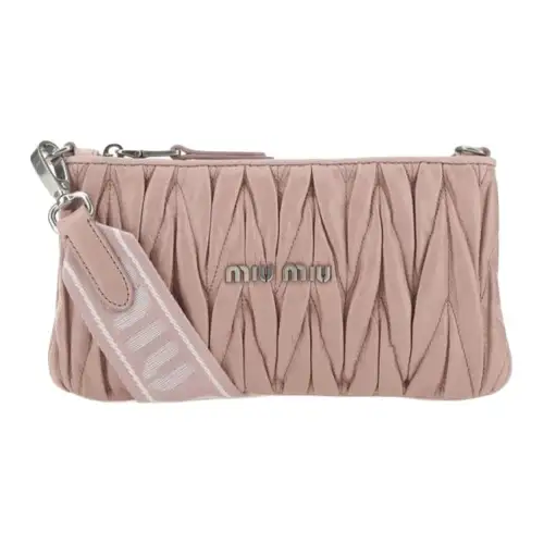 MIU MIU Matelassé Calfskin Shoulder Bag, Crossbody Bag Women's Pink