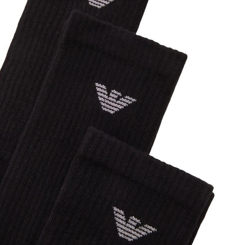 EMPORIO ARMANI SS25 Crew Socks Men’s 3 Pack Black