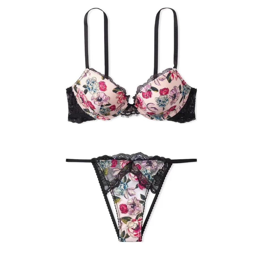 Женский комплект белья Victoria's Secret Бюстгальтер и трусы (розовый)