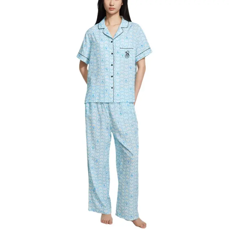 Victoria's Secret Pajama Set Women's Blue Heart
