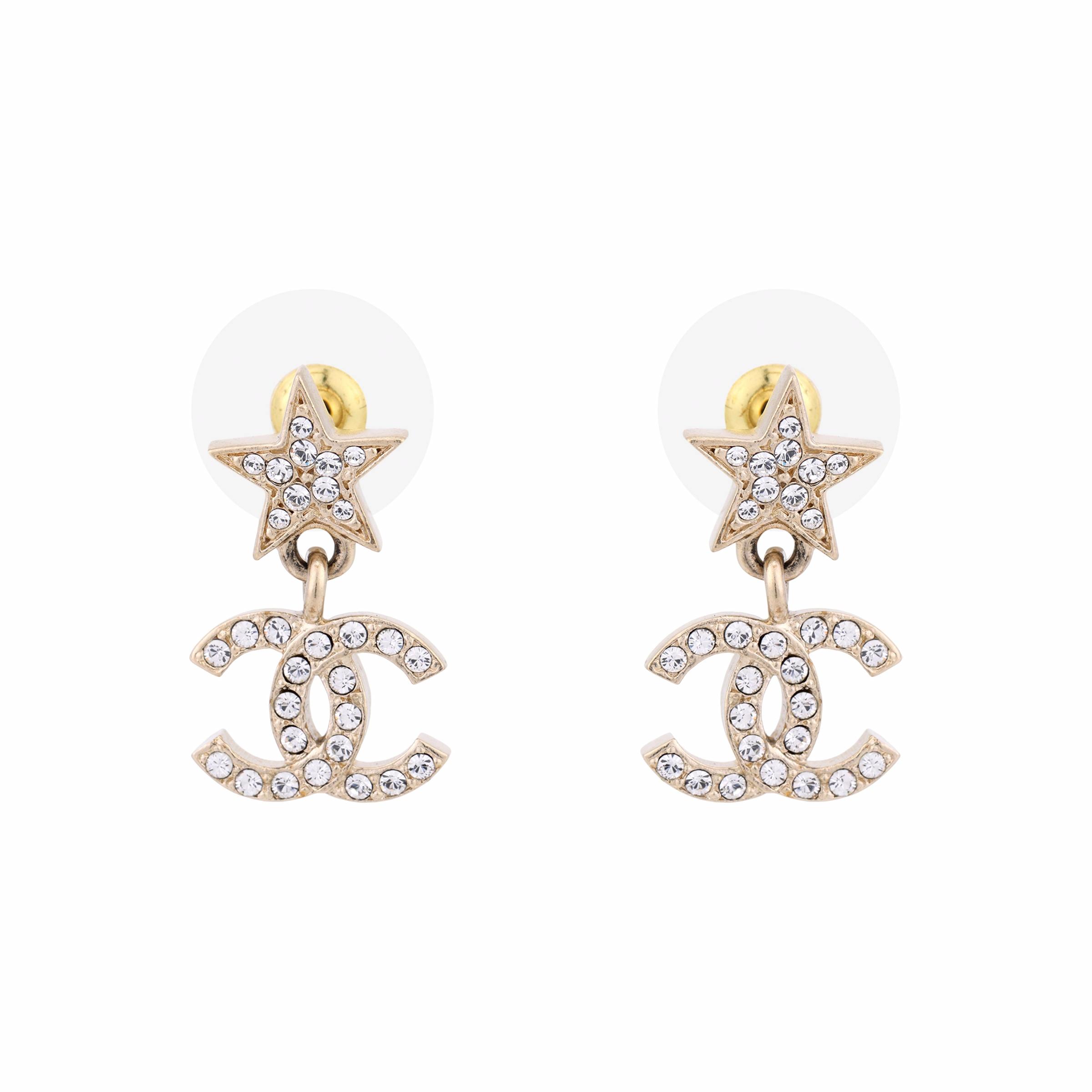 Женские серьги Chanel Double C Star (золотые)