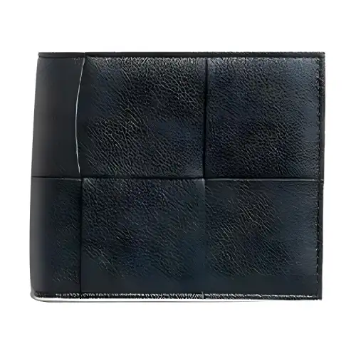 Bottega Veneta CASSETTE Cow Leather Wallet Men's Ink Aqua Green & Glacier Blue Trim