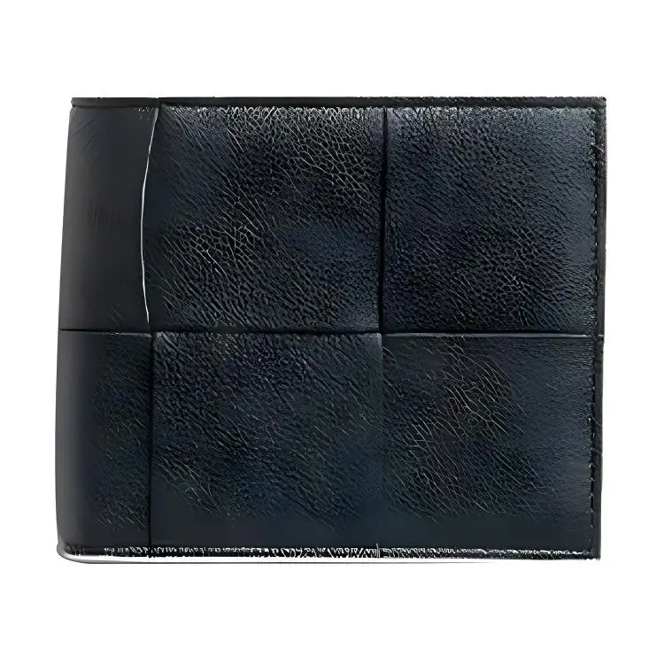 Bottega Veneta CASSETTE Cow Leather Wallet Men's Ink Aqua Green & Glacier Blue Trim