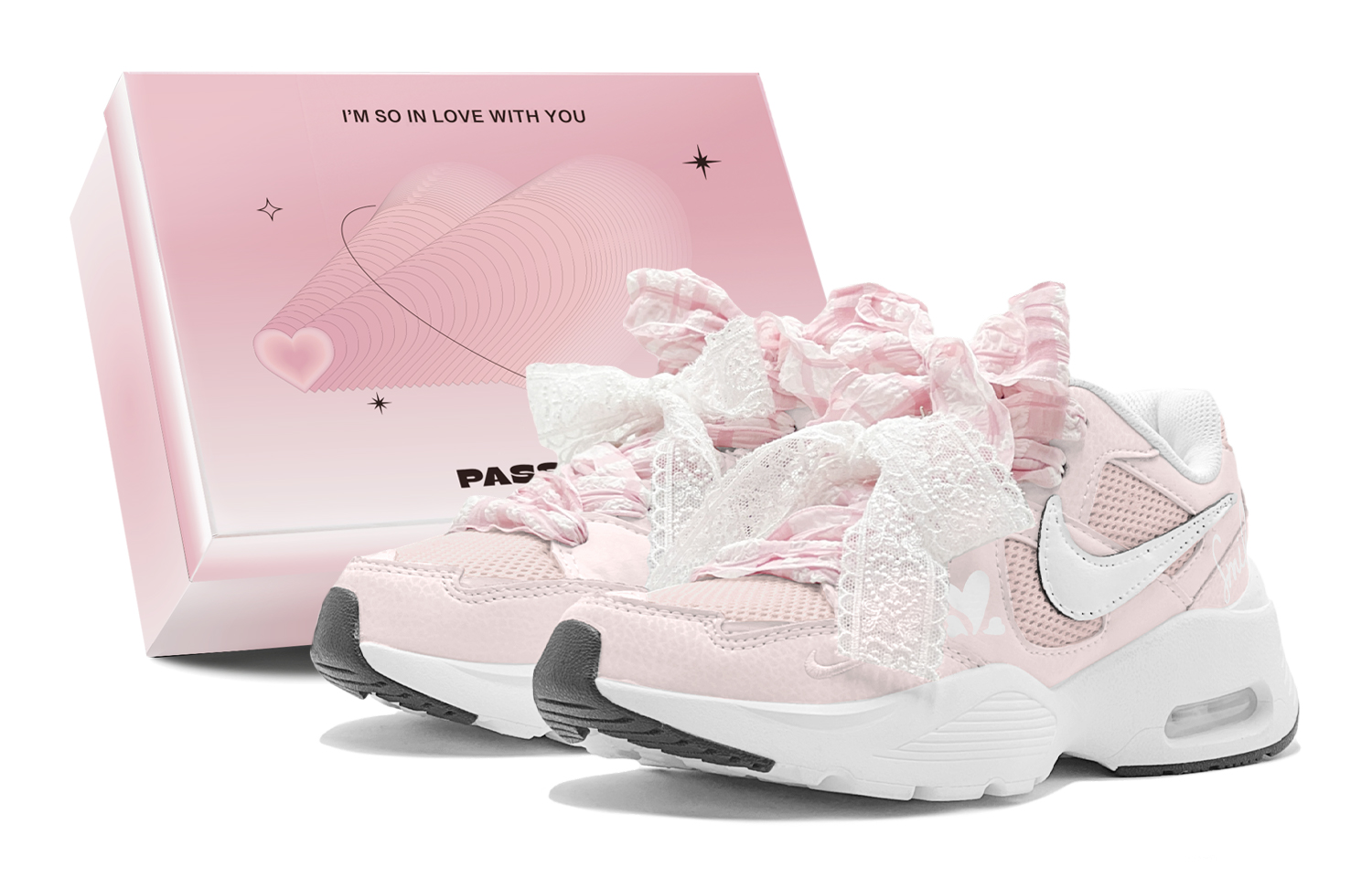 Nike Air Max Fusion Abrasion Resistant Abrasion Resistant Low top Running Shoes Women’s Pink White