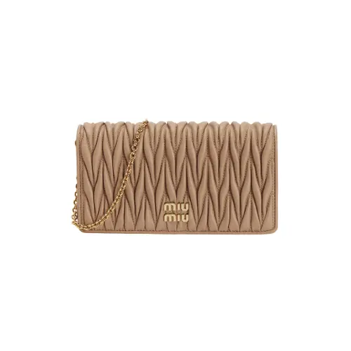 MIU MIU Calfskin One Shoulder Crossbody Cell Phone Pouch Women's Brown