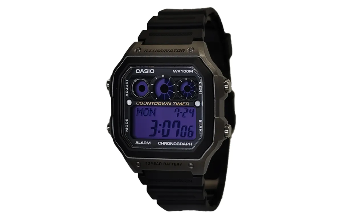 CASIO Custom Collection Quartz Movement Resin Strap Watch Men's Watches Purple Watch Dial