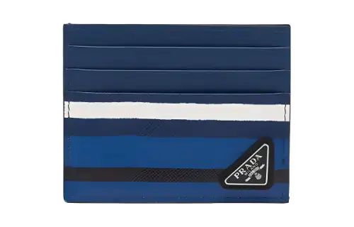 PRADA Saffiano Leather Card Holder Men's Light Blue