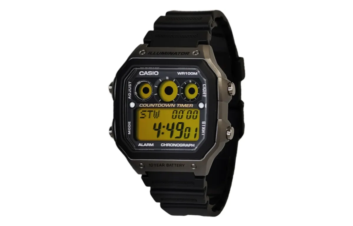 CASIO Custom Collection Quartz Movement Resin Strap Watch Men's Watches Yellow Watch Dial