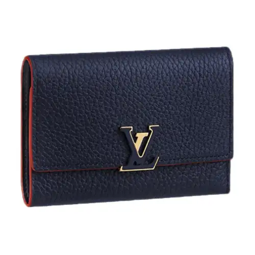 LOUIS VUITTON Capucines Taurillon Leather Wallet Women's Blue