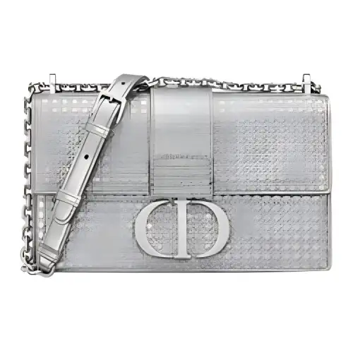 DIOR 30 MontaigneD Bubble Collection Cow Leather Chain Bag, Shoulder Bag, Crossbody Bag Women's Silver