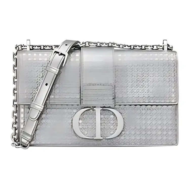 DIOR 30 MontaigneD Bubble Collection Cow Leather Chain Bag, Shoulder Bag, Crossbody Bag Women's Silver
