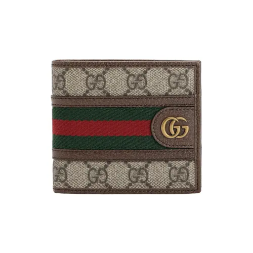 GUCCI Ophidia Canvas With Leather Wallet Men's Ebony/Brown