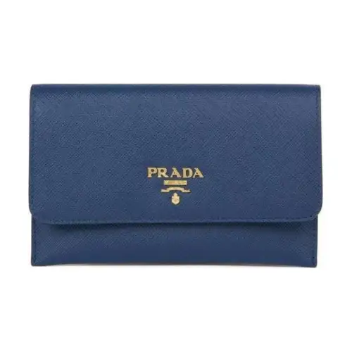 PRADA Cow Leather Wallet Women's Blue