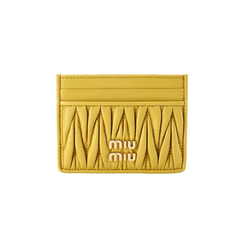 MIU MIU Matelassé Nappa Leather Card Holder Card Holder Women's Yellow
