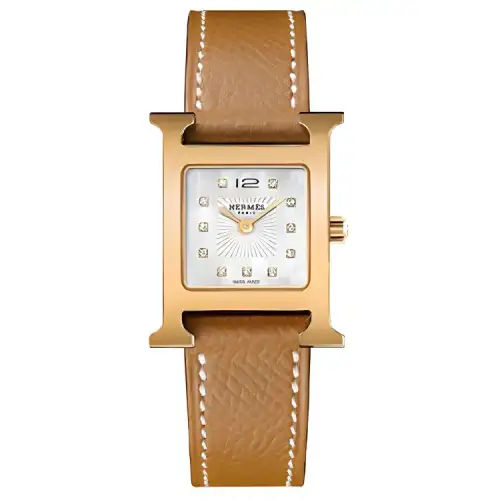 HERMES Heure H Wrist Watches Quartz Movement Genuine Leather Strap Mother of Pearl Color Watch Dial Women's Watch