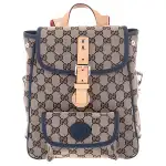 GUCCI Canvas With Leather Backpack Kids' Gray/Blue/Beige