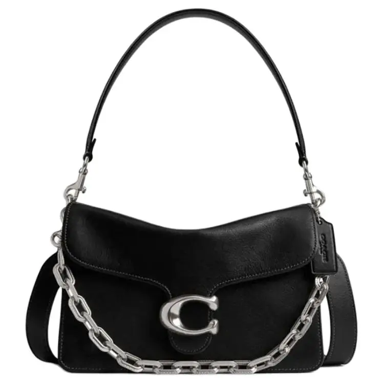 COACH ChainTabby Cow Leather Shoulder Bag Medium Women's Black