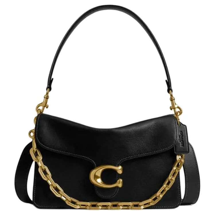 COACH ChainTabby Cow Leather Shoulder Bag Medium Women's Black