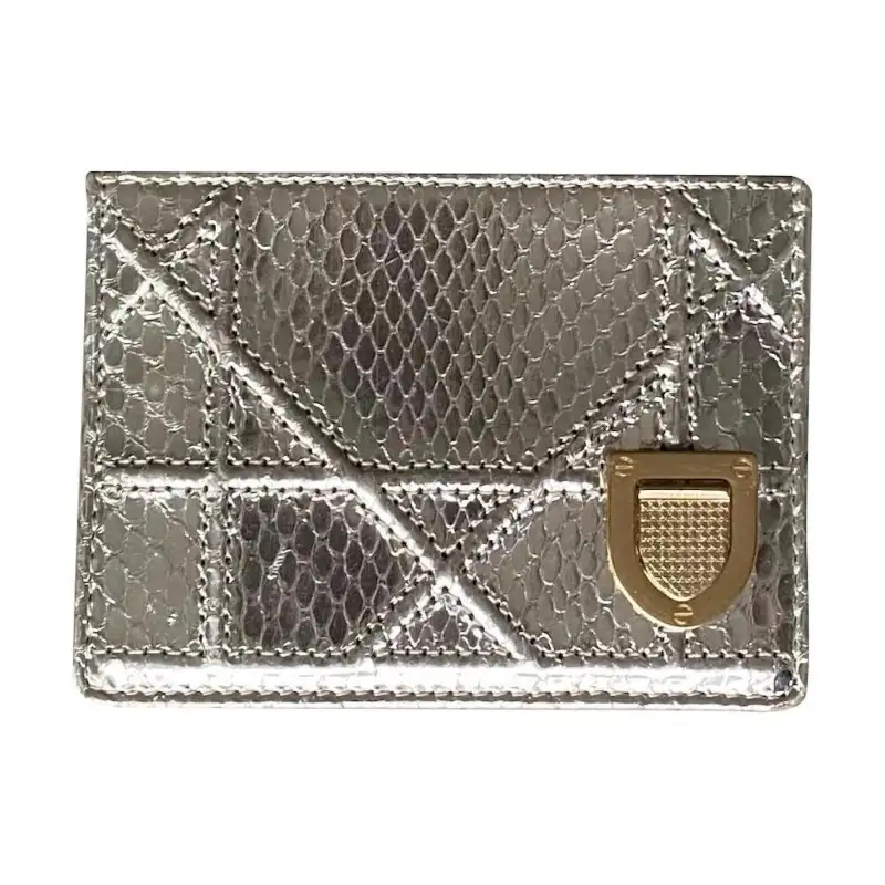 DIOR Python Skin Wallet, Card Holder Women's Silver