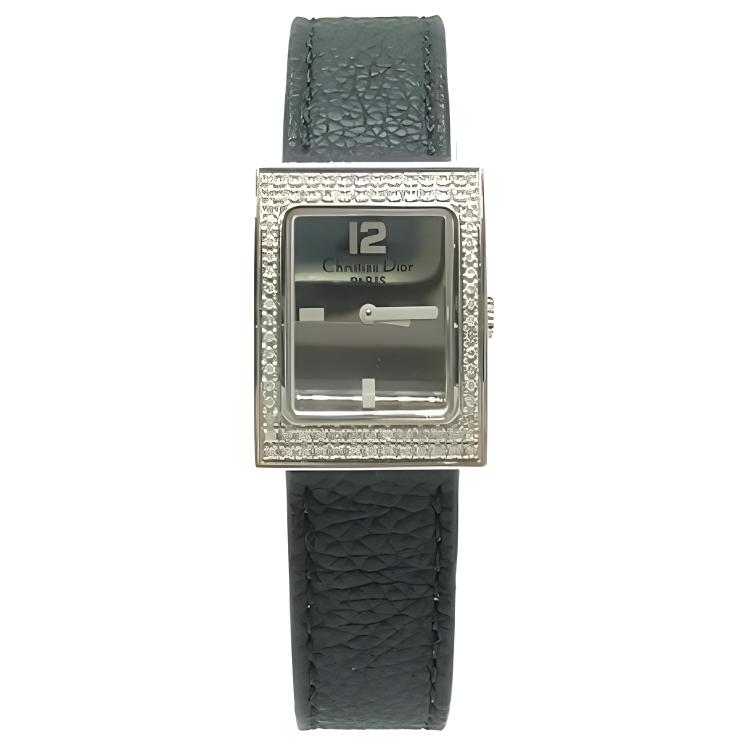 DIOR Mid Century Modern Collection Wrist Watches Quartz Movement Leather Strap 19mm Silver Dial Women's Watch