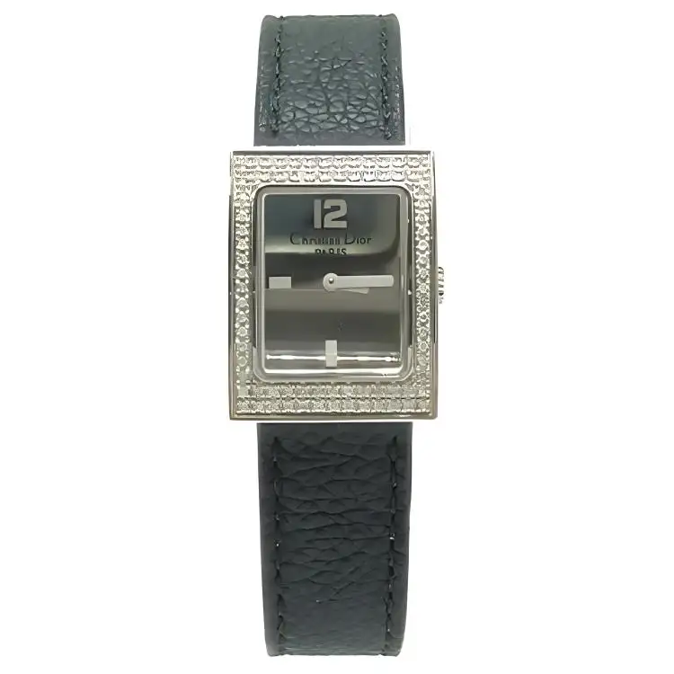 DIOR Mid Century Modern Collection Wrist Watches Quartz Movement Leather Strap 19mm Silver Dial Women's Watch
