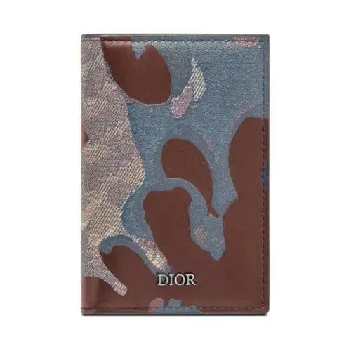 DIOR PETER DOIG Collaboration Smooth Cow Leather Card Holder Card Holder Men's Brown