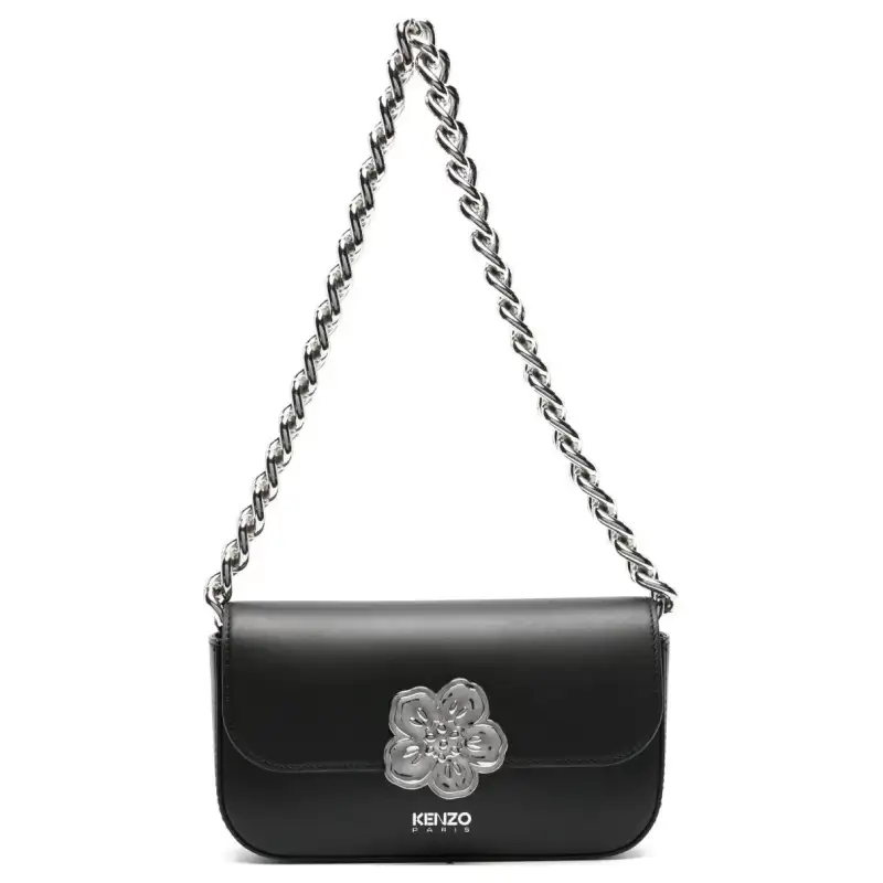 KENZO Cow Leather Crossbody Bag, Shoulder Bag Medium Women's Black