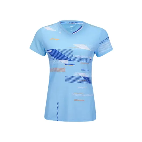 Li Ning Badminton Collection Regular T Shirt Women's Moon White Blue