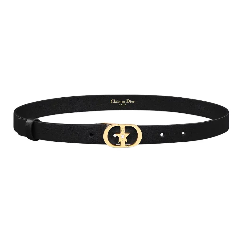 DIOR Cow Leather Belts Women's Black Width 2CM