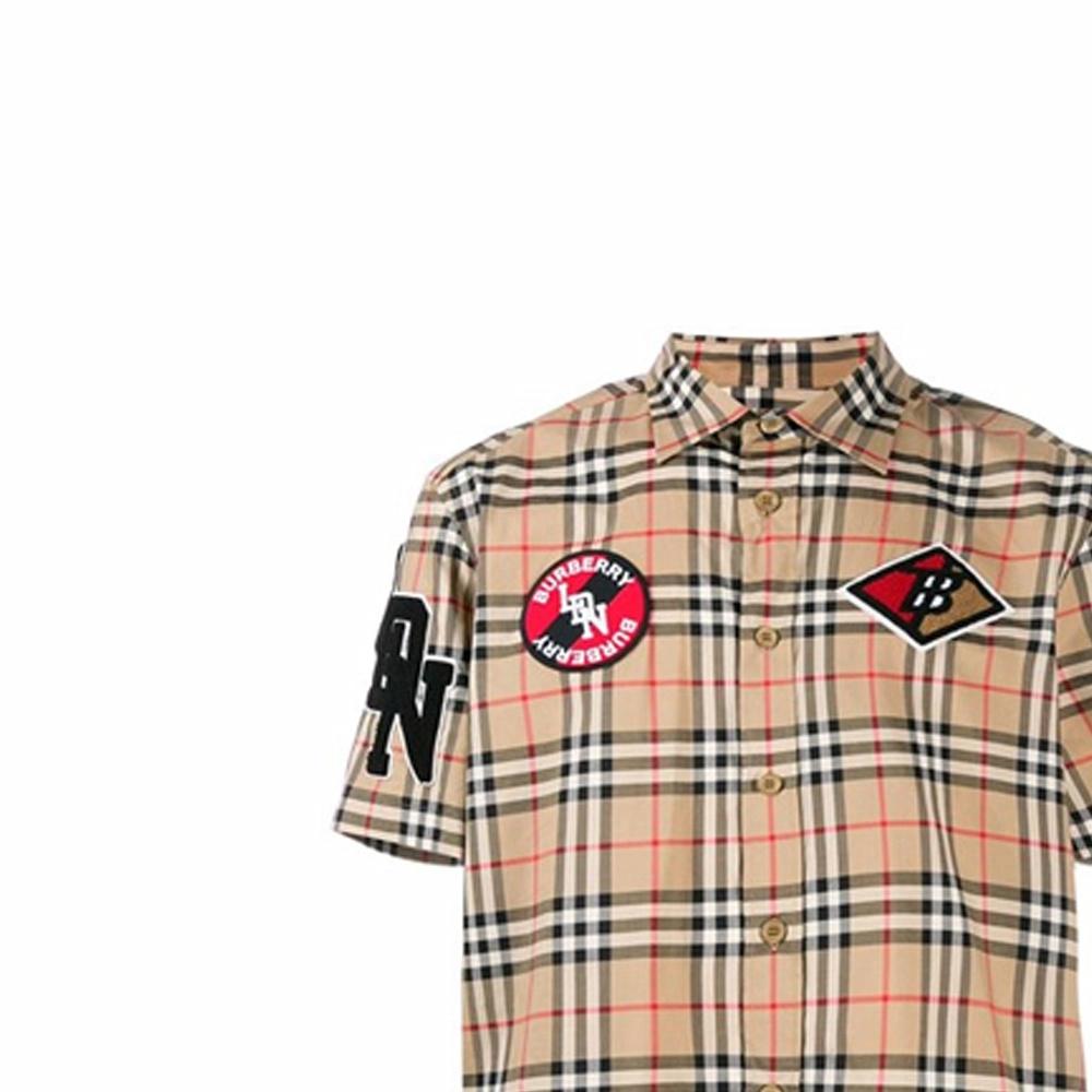Мужская рубашка Burberry Logo (коричневая) — фото 6
