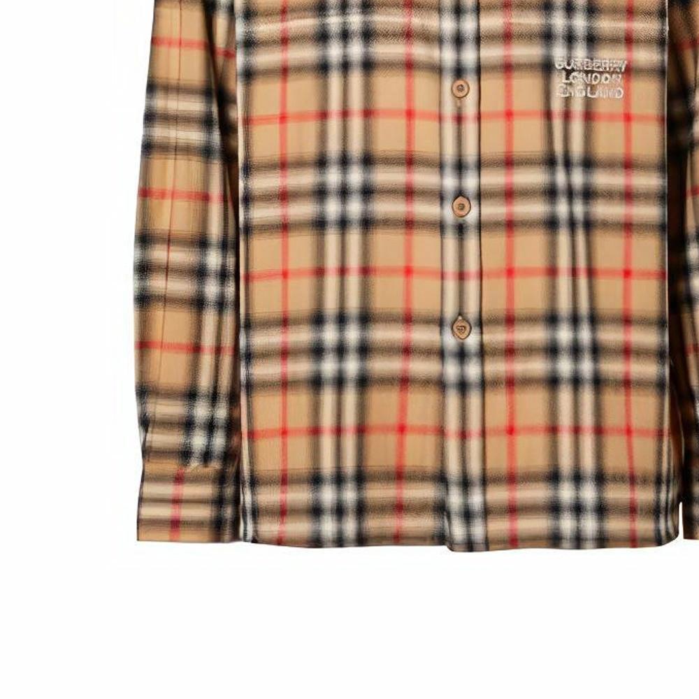 Мужская рубашка Burberry Checked Flannel (бежевая) — фото 6