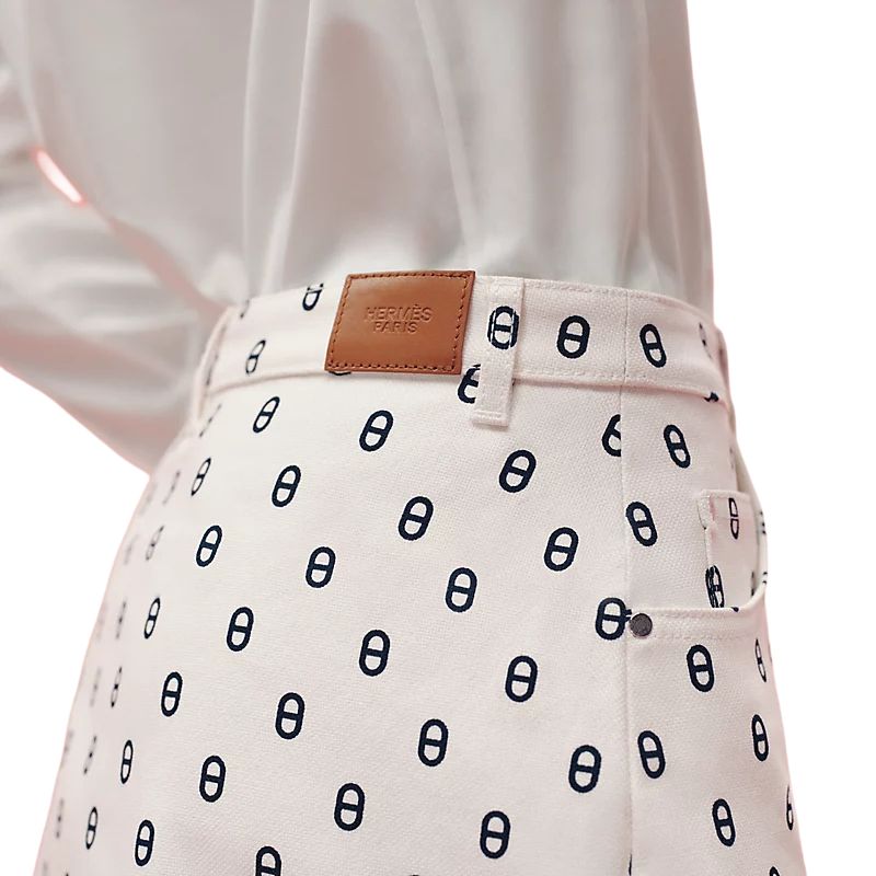 Женская юбка Hermes SS23 Logo (серо-белая) — фото 2