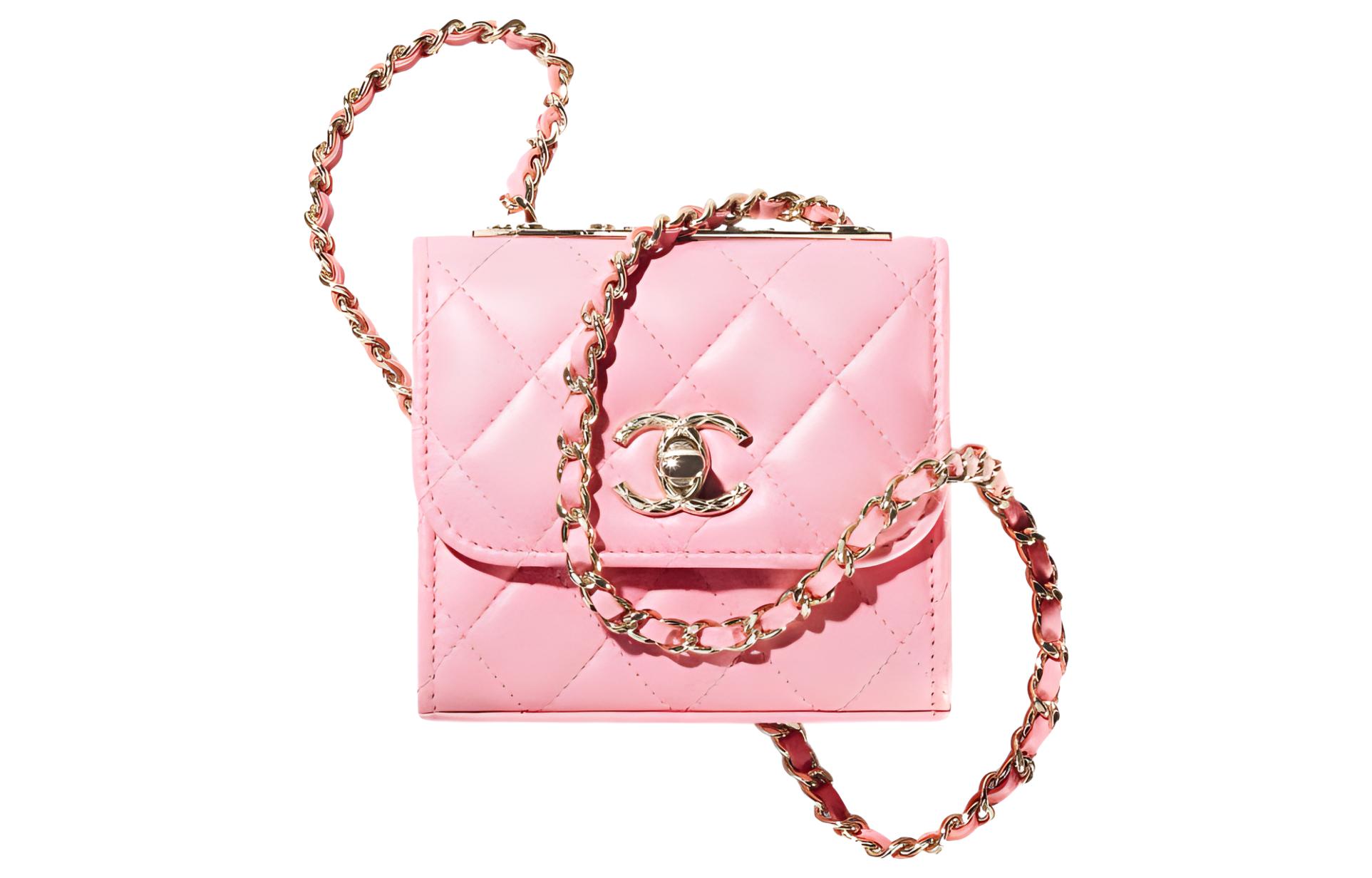 CHANEL 22SS Spring Summer Trendy Cc Sheepskin Flap Bag, Shoulder Bag, Crossbody Bag Mini Women's Pink