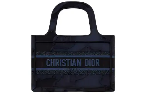 DIOR BookTote Canvas Handbag Mini Women's Blue