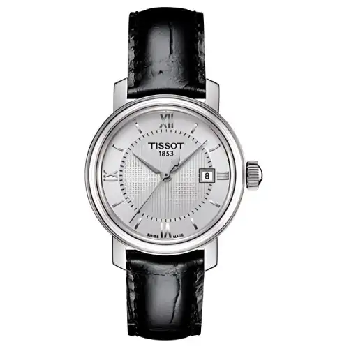 TISSOT Harbor Collection Quartz Movement Women's Watch 29mm Silver Dial Stainless Steel Case Leather Strap