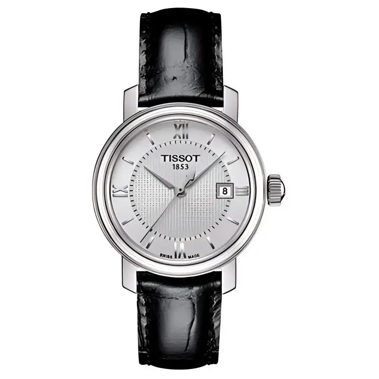TISSOT Harbor Collection Quartz Movement Women's Watch 29mm Silver Dial Stainless Steel Case Leather Strap