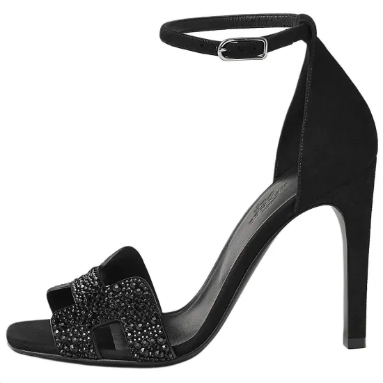 HERMES Joy One Strap Sandals 10.5cm Women's Black