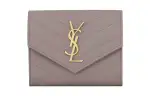 SAINT LAURENT Cassandre Calfskin Wallet Women's Gray