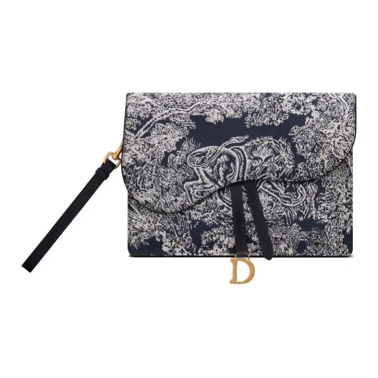 DIOR Fabric Saddle Bag Clutch Women's Blue
