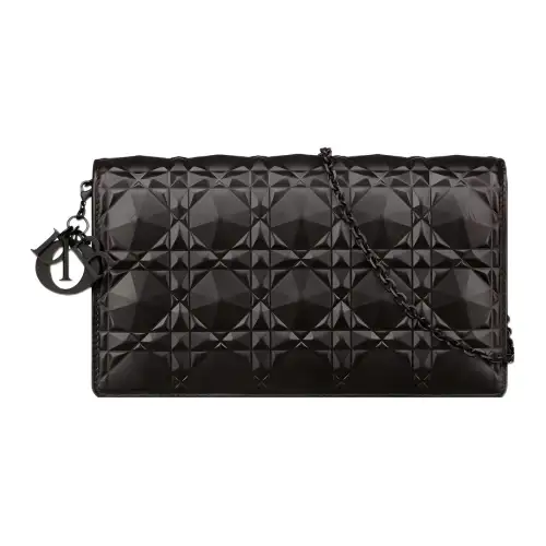 DIOR Cow Leather Card Holder, Wallet, Shoulder Bag, Crossbody Bag, Clutch Women's Black