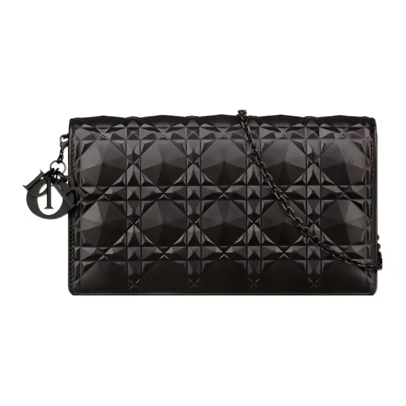 DIOR Cow Leather Card Holder, Wallet, Shoulder Bag, Crossbody Bag, Clutch Women's Black